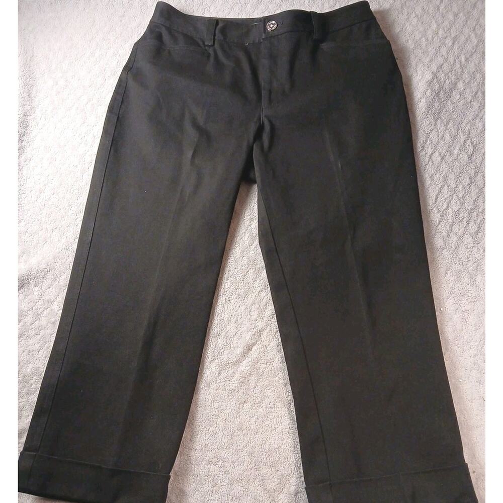 Lauren Ralph Lauren Womens Black Cropped Dress Pants Size 4 Cuffed Hem Ankle...